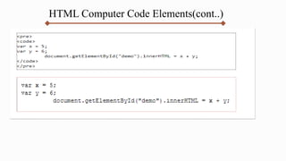 HTML Computer Code Elements(cont..)
 