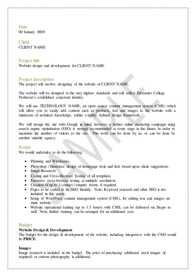 web design proposal quick response to client website design proposal
