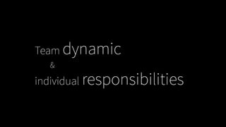 Team dynamic
&
individual responsibilities
 