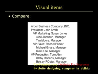 Visual items
• Compare:
17
CssFounder.com | Website For Everyone
#website_designing_company_in_delhi
 