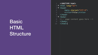Basic
HTML
Structure
 