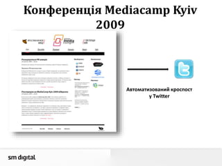 Конференція Mediacamp Kyiv
2009
Автоматизований кроспост
у Twitter
 