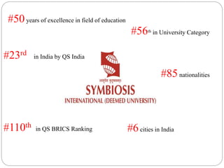 #50years of excellence in field of education
#56th in University Category
#23rd in India by QS India
#110th in QS BRICS Ranking
#85nationalities
#6cities in India
 