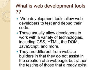 Web development tool | PPT