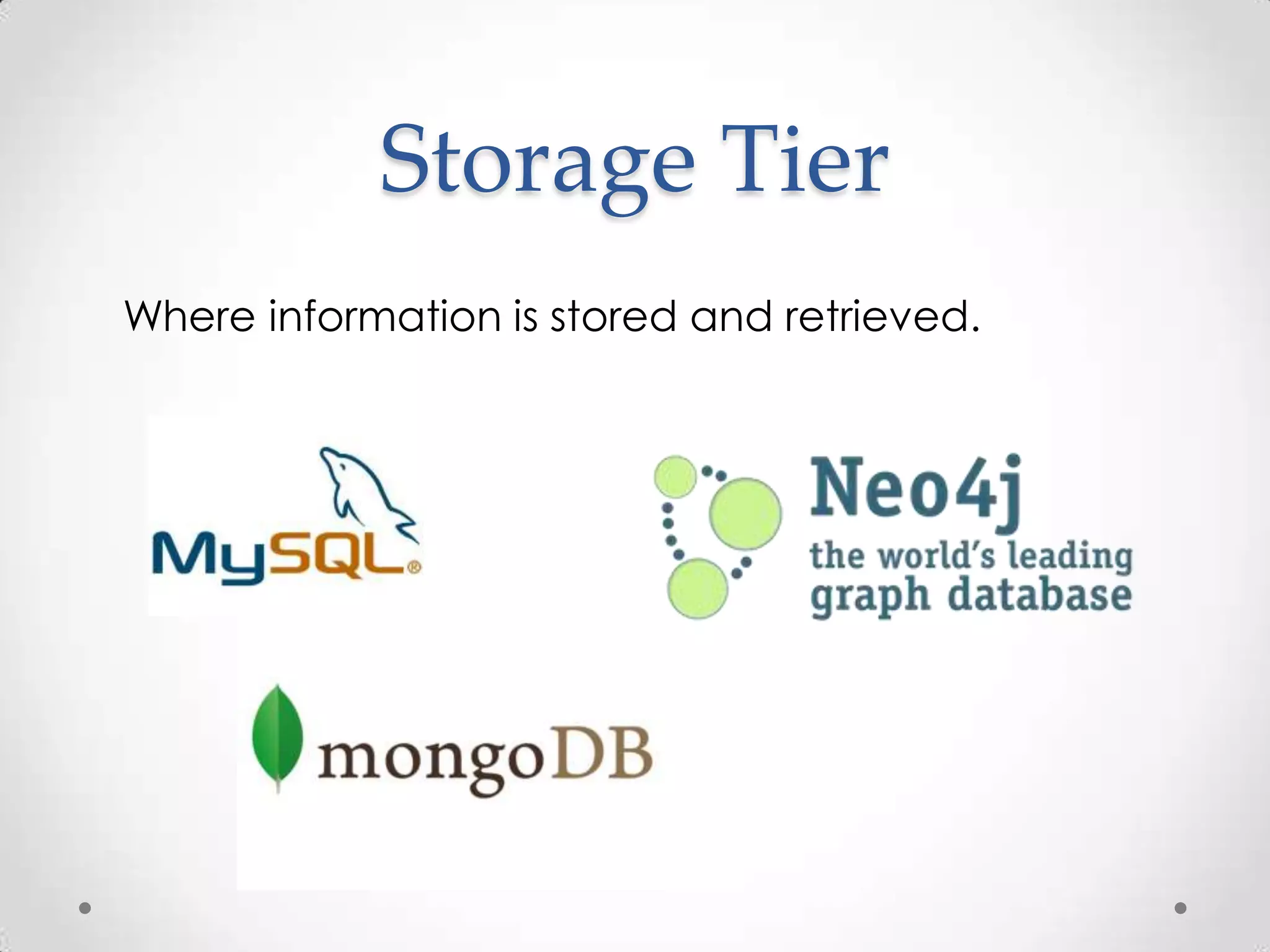 Storage Tier
Where information is stored and retrieved.
 