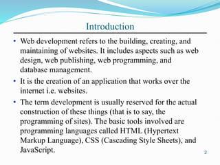 Introduction to HTML, CSS, and JavaScript for Web Development | PPT