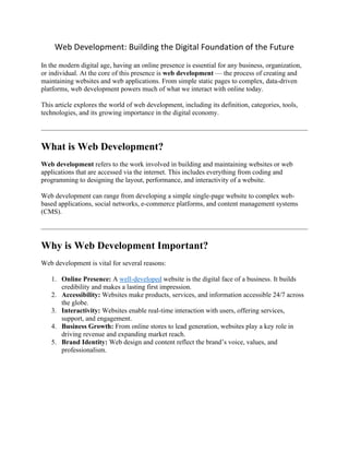 top 10 timeless pillars of web development: evolving... Web Development: Building the Digital Foundation of the Future | PDF