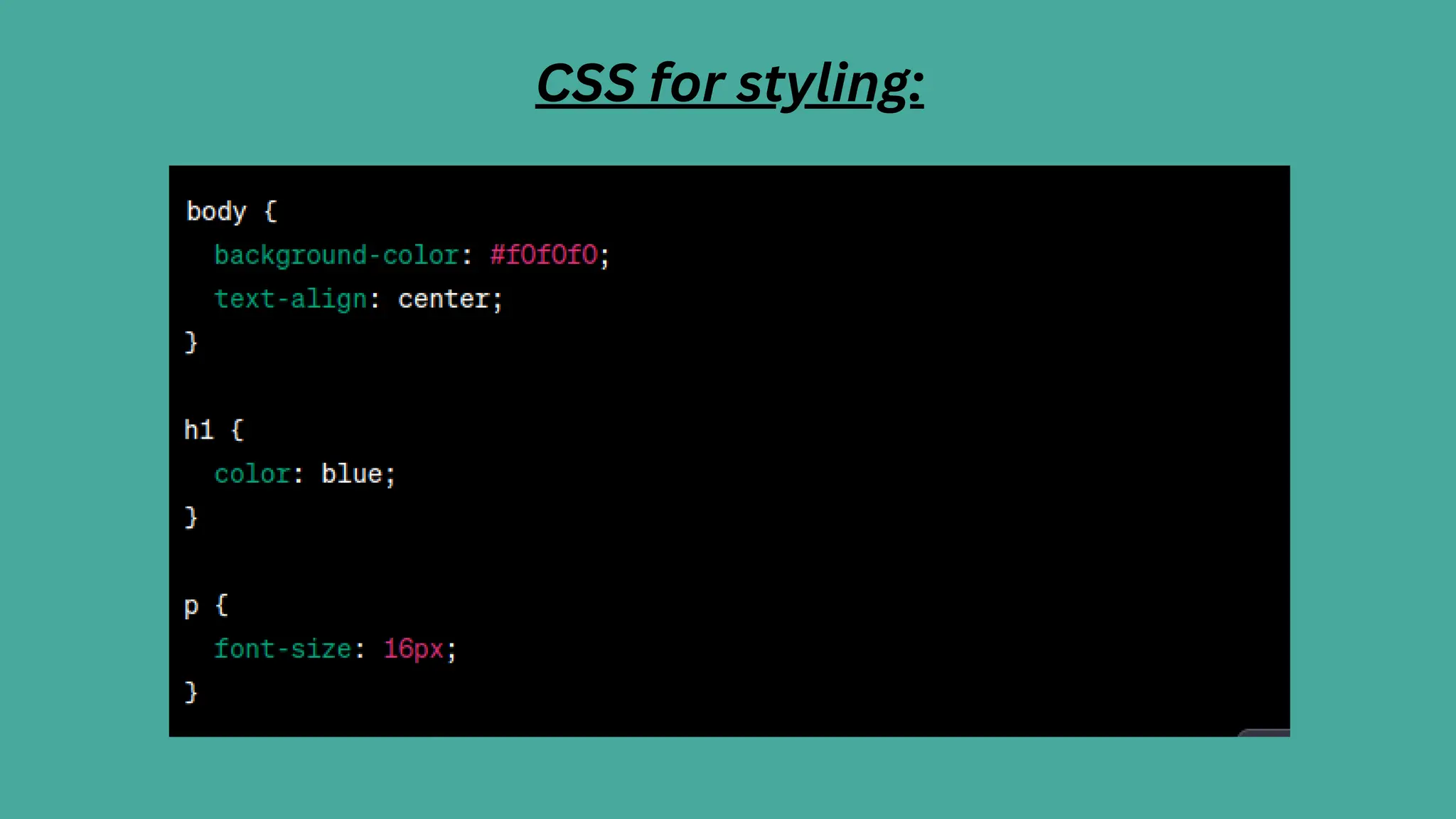 CSS for styling:
 