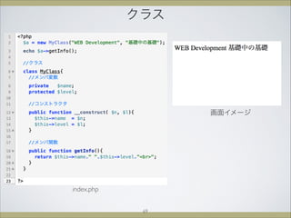 クラス
画面イメージ
index.php
69
 