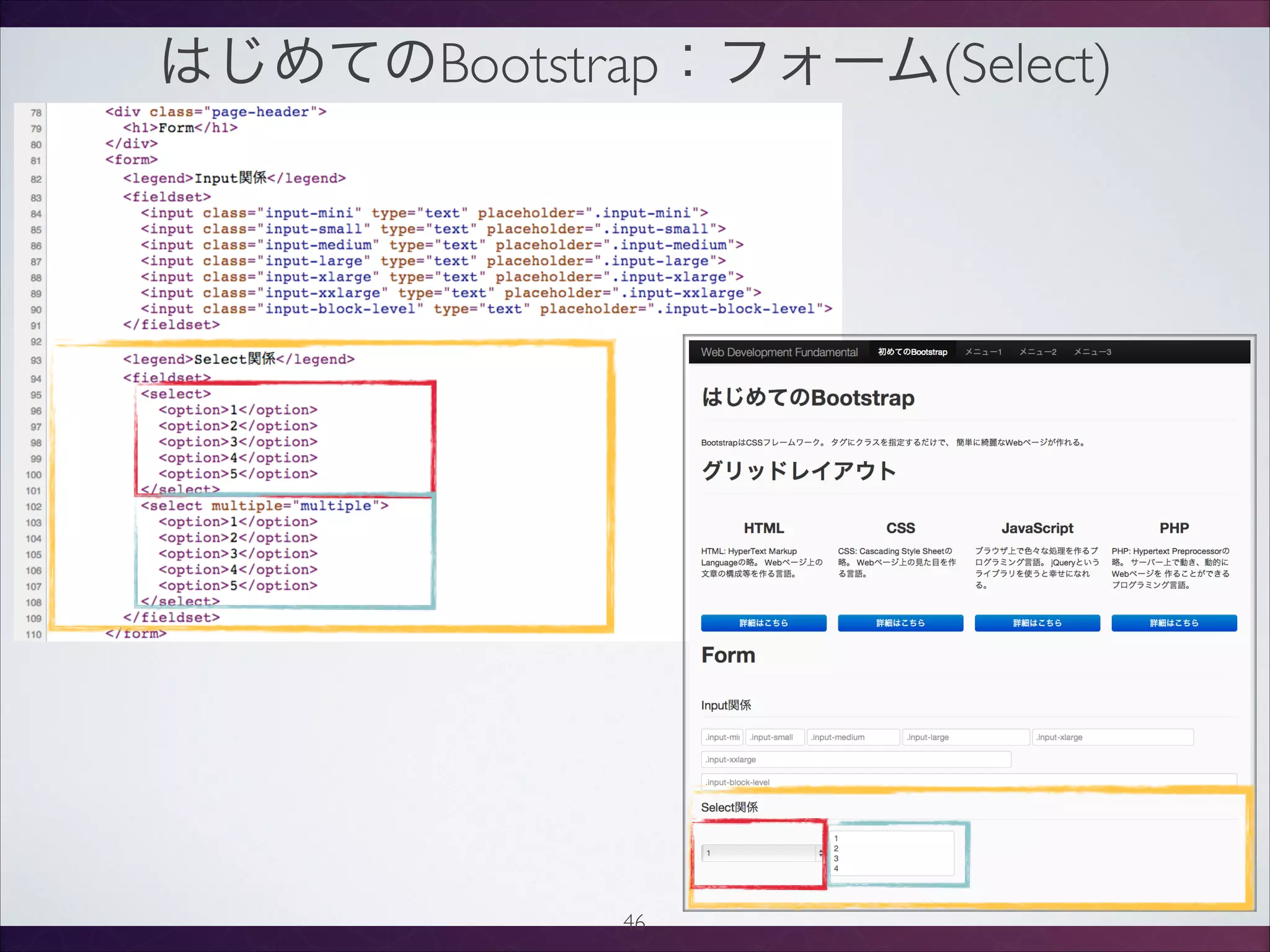 はじめてのBootstrap：フォーム(Select)
46
 
