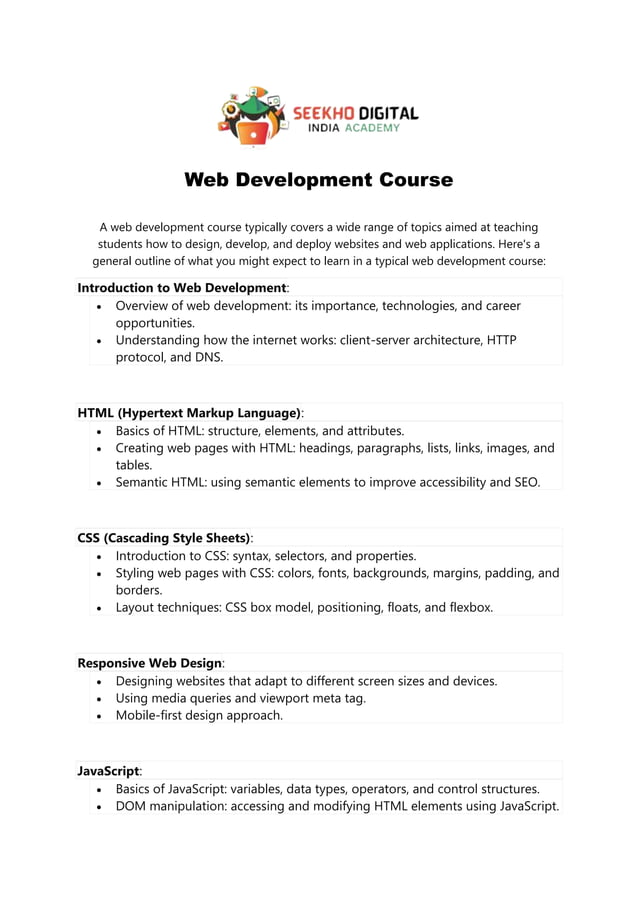 advance web development course in mohali | PDF