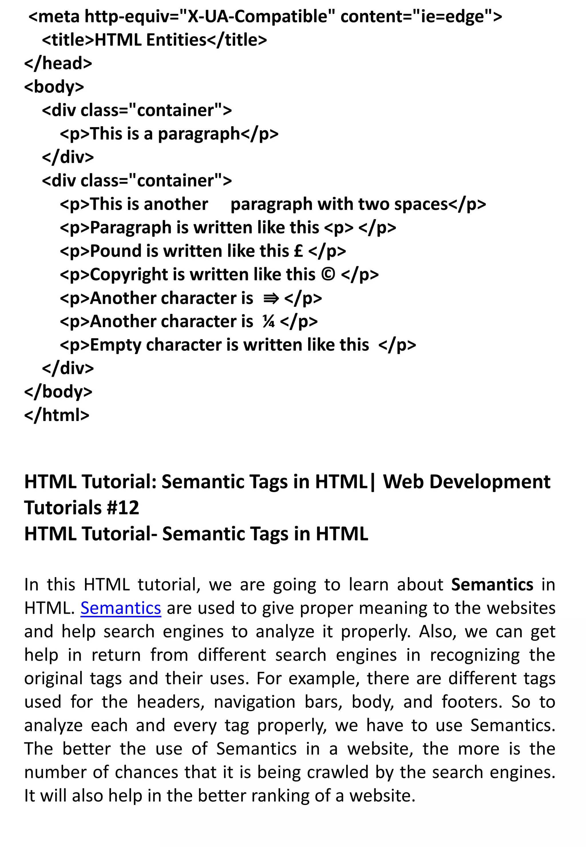 INTRODUCTIONS OF HTML