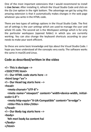 INTRODUCTIONS OF HTML