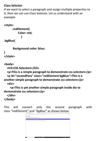 INTRODUCTIONS OF CSS