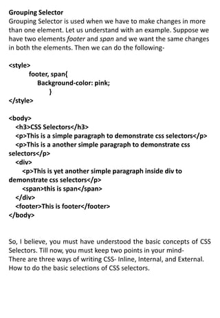 INTRODUCTIONS OF CSS