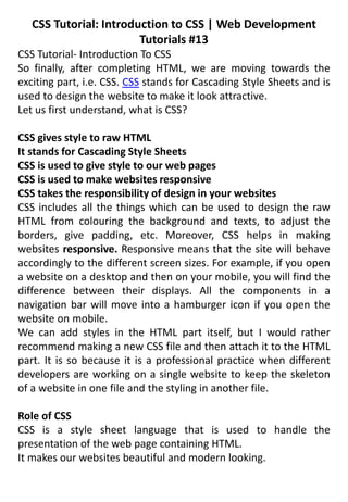 INTRODUCTIONS OF CSS
