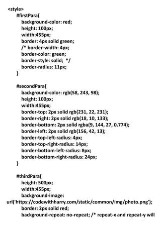 INTRODUCTIONS OF CSS