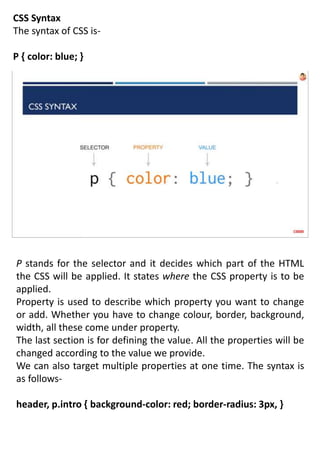 INTRODUCTIONS OF CSS