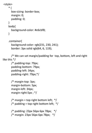 INTRODUCTIONS OF CSS