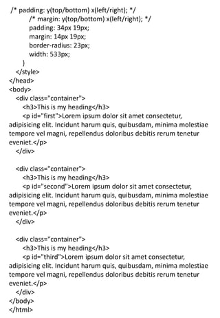 INTRODUCTIONS OF CSS