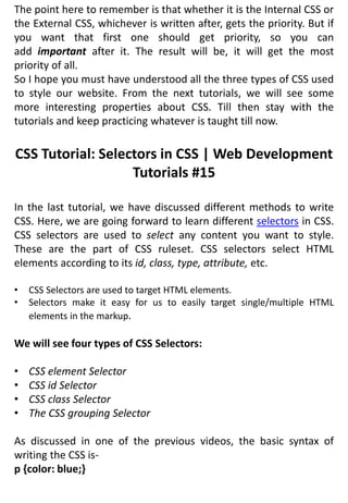 INTRODUCTIONS OF CSS