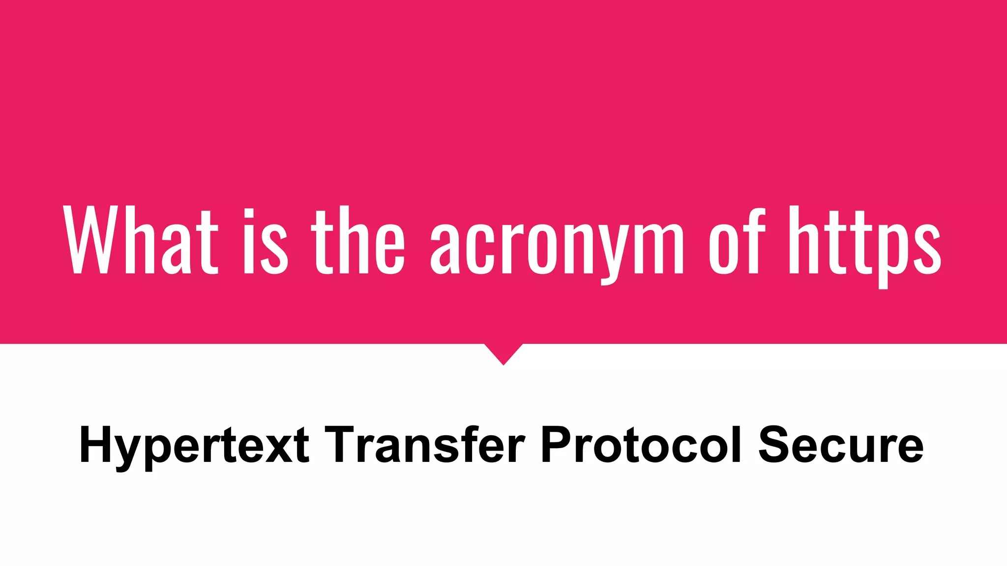 What is the acronym of https
Hypertext Transfer Protocol Secure
 