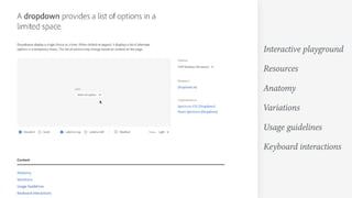 Interactive playground
Resources
Anatomy
Variations
Usage guidelines
Keyboard interactions
 