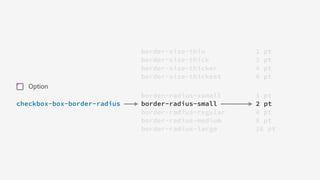 border-radius-xsmall
border-radius-small
border-radius-regular
border-radius-medium
border-radius-large
border-radius-small
border-size-thin
border-size-thick
border-size-thicker
border-size-thickest
1 pt
2 pt
4 pt
8 pt
16 pt
2 pt
1 pt
2 pt
4 pt
8 pt
checkbox-box-border-radius
 