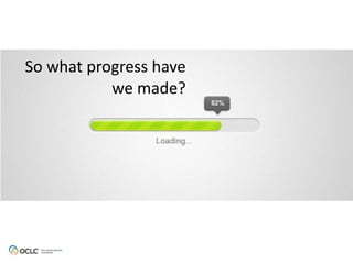What	
  has	
  OCLC	
  done?
So	
  what	
  progress	
  have	
  
we	
  made?
 