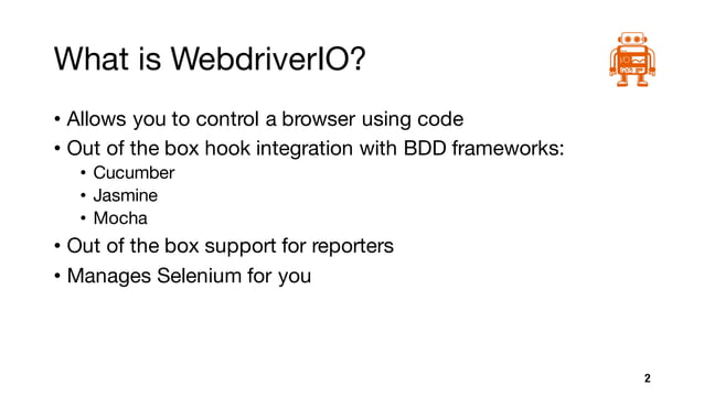 Webdriver io presentation | PDF | Browsers | Computer Software and ...