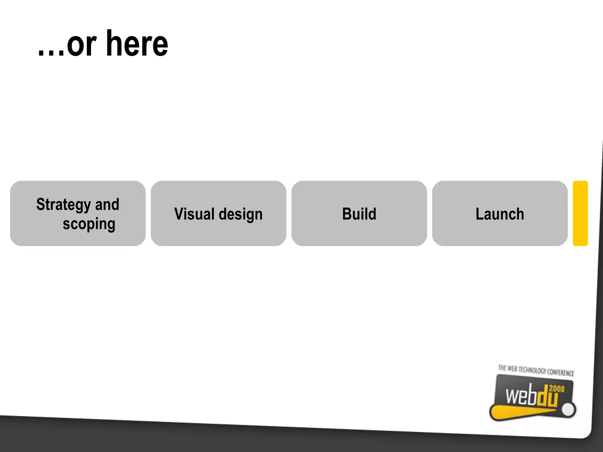 … or here Strategy and scoping Visual design Build Launch 