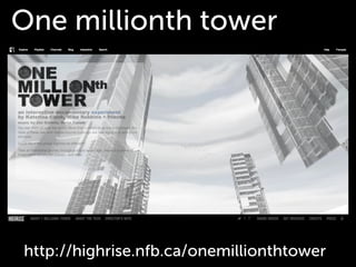 One millionth tower




http://highrise.nfb.ca/onemillionthtower
 