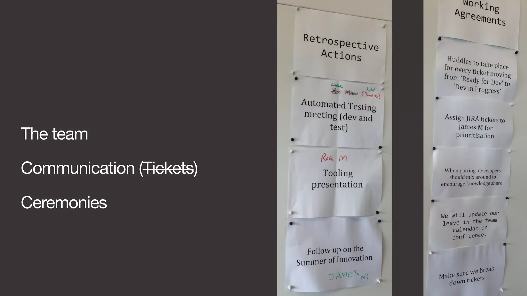 The team 
Communication (Tickets) 
Ceremonies 
 