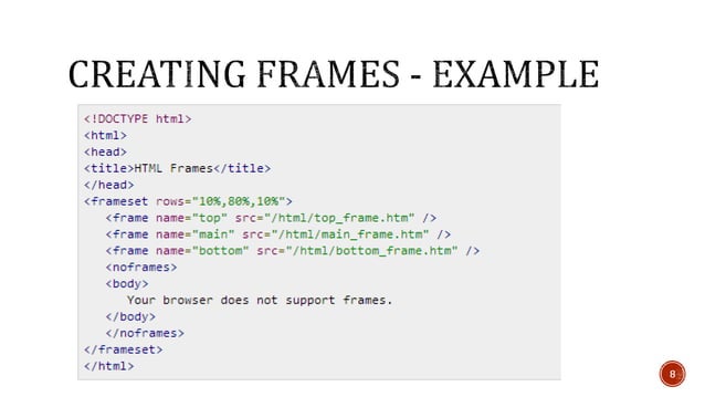 HTML Frameset & Inline Frame | PPT