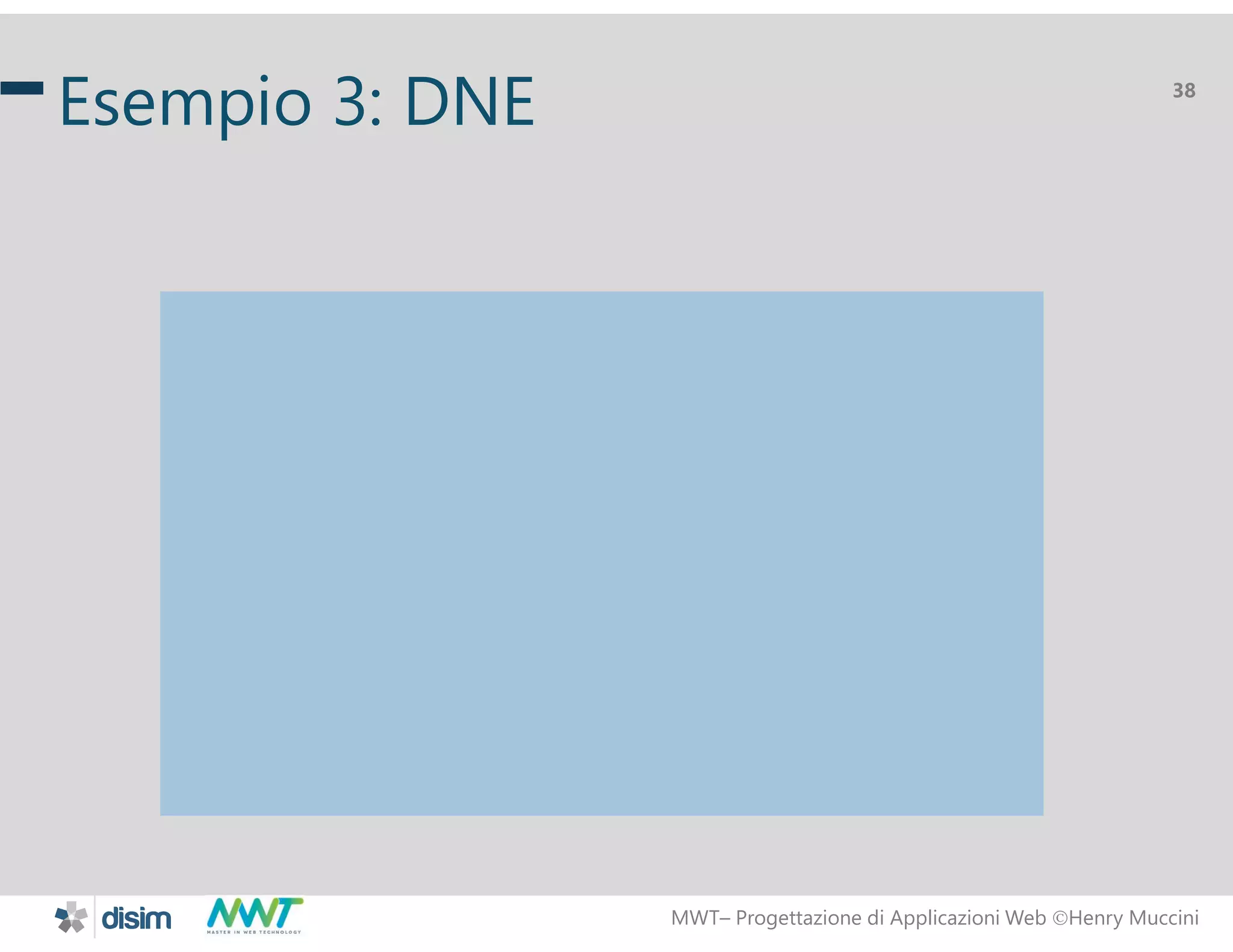 MWT&ndash; Progettazione di Applicazioni Web Henry Muccini
38
Esempio 3: DNE
 