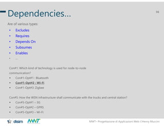 MWT– Progettazione di Applicazioni Web Henry Muccini
56
Dependencies…
Are of various types:
• Excludes
• Requires
• Depen...