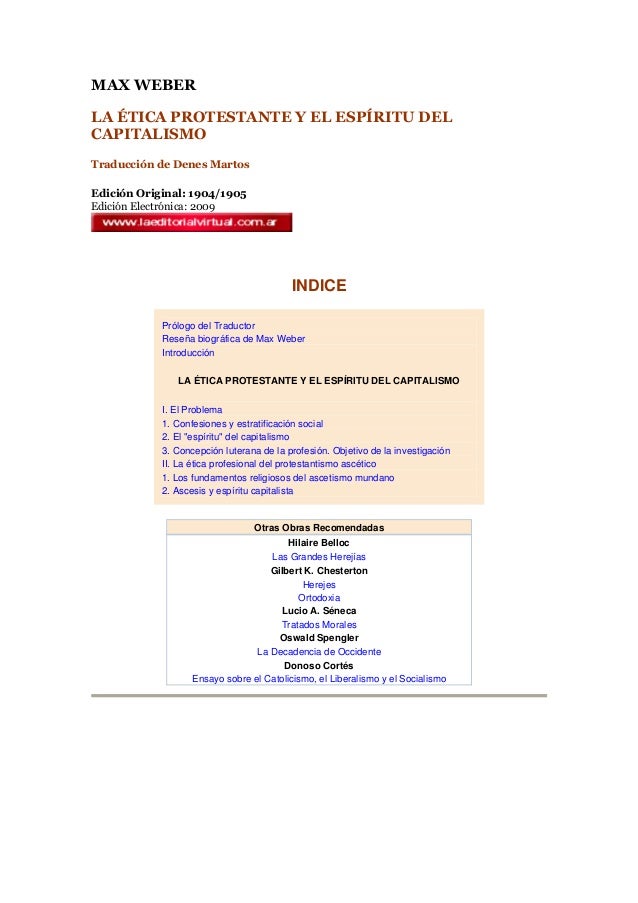 El Espiritu Del Capitalismo Y La Etica Protestante Pdf