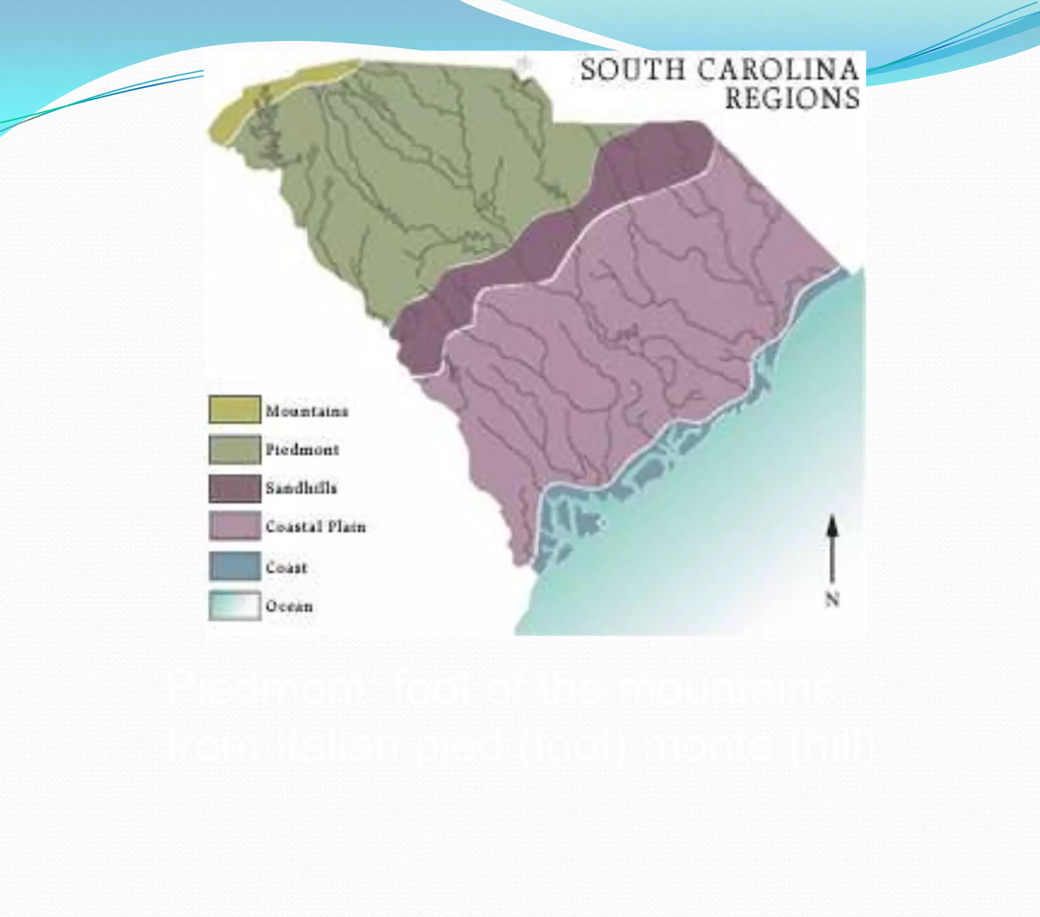 Piedmont: foot of the mountains;
from Italian pied (foot) monte (hill)
 