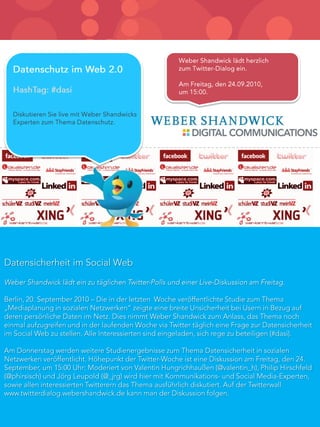 Datenschutz in sozialen Netzwerken
        September 2010
 