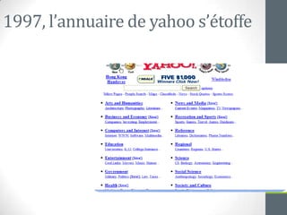 1997, l’annuaire de yahoo s’étoffe




                                     19
 