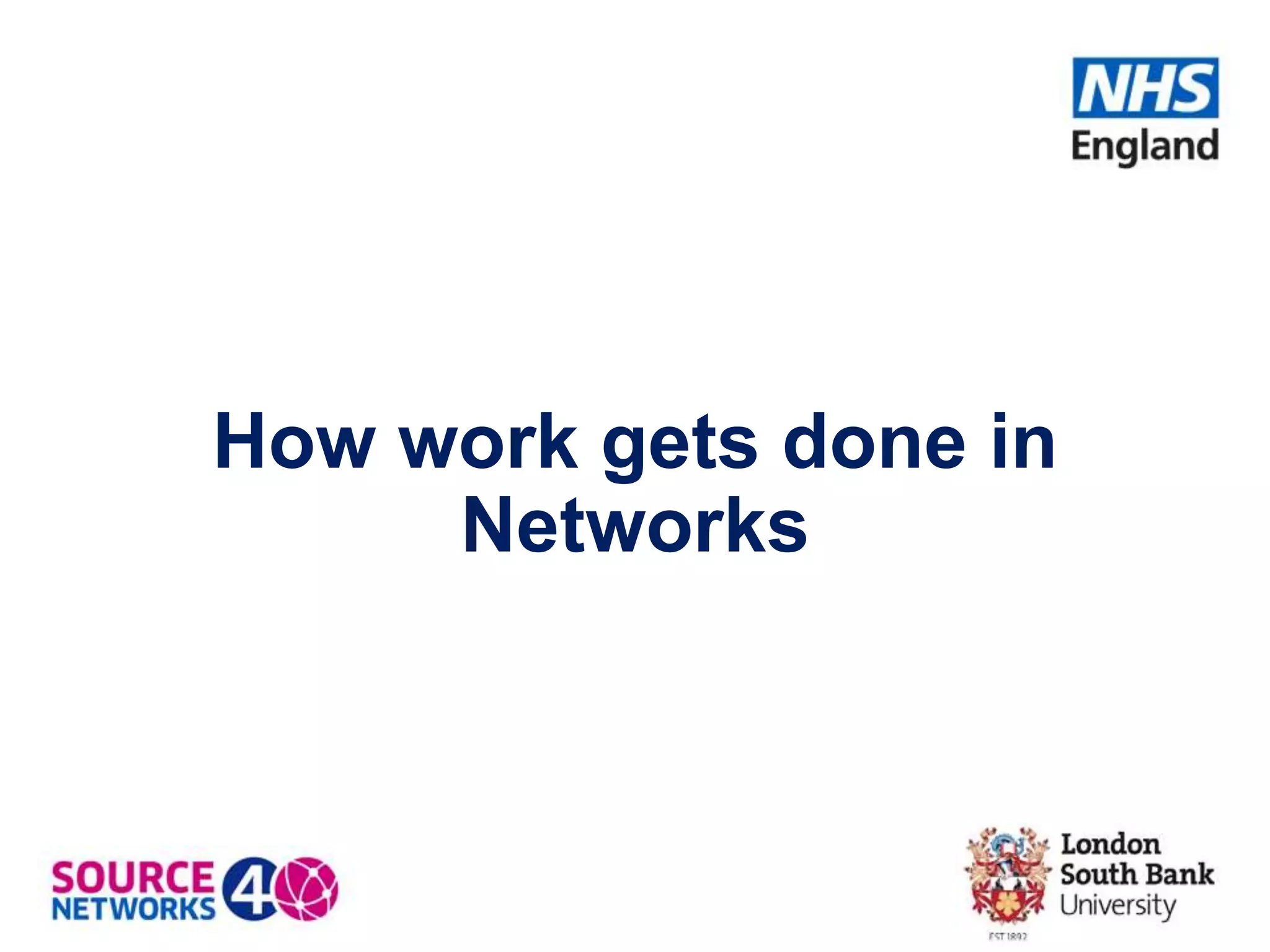 How work gets done in
Networks
 