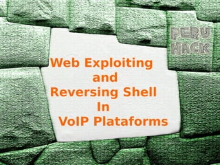 Web Exploiting
and
Reversing Shell
In
VoIP Plataforms

 