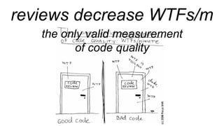 reviews decrease WTFs/m
the only valid measurement
of code quality
 