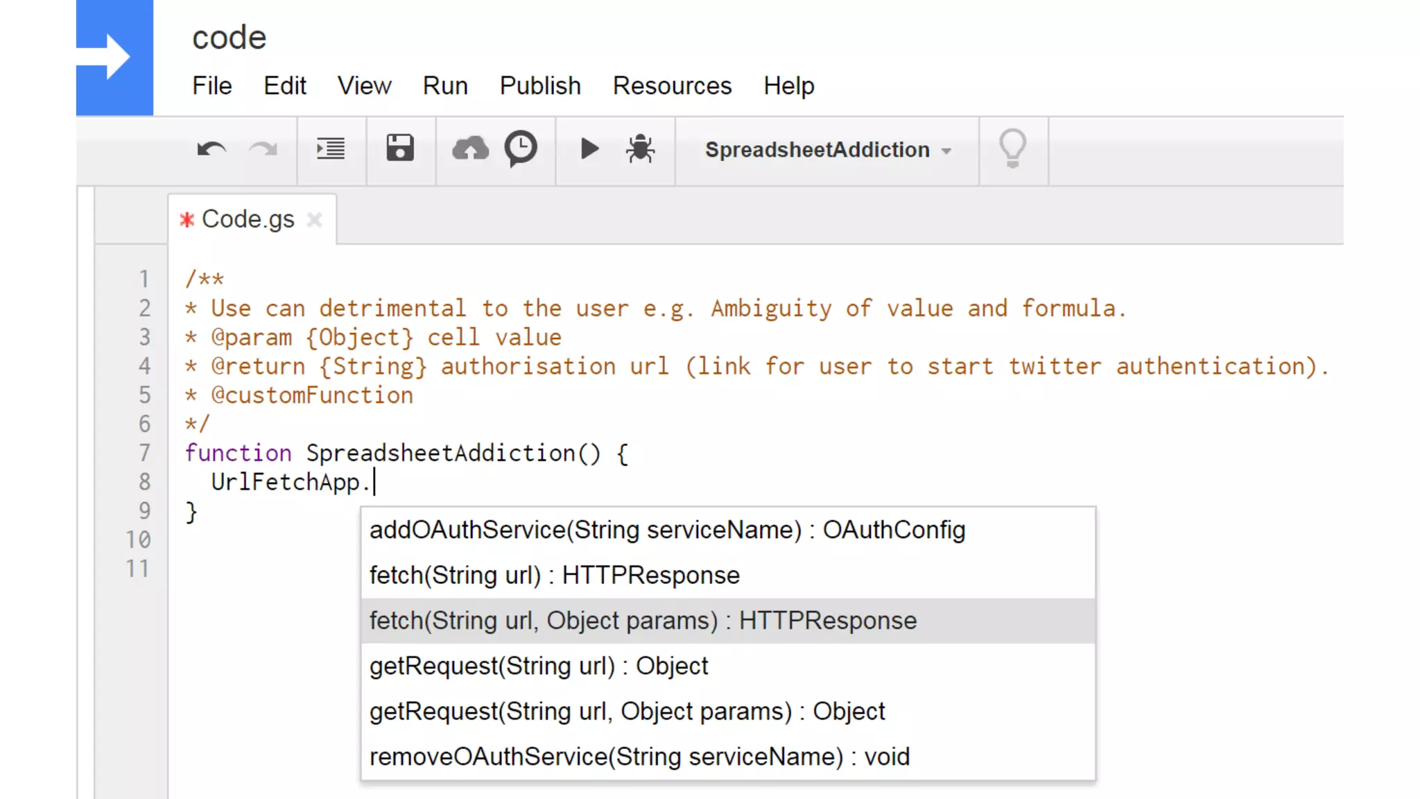 “ 
alt.ac.uk 
JavaScript in the cloud 
Apps Script is based on JavaScript 1.6, 
plus a few features from 1.7 and 1.8. 
http://bit.ly/breaking-cell 
 