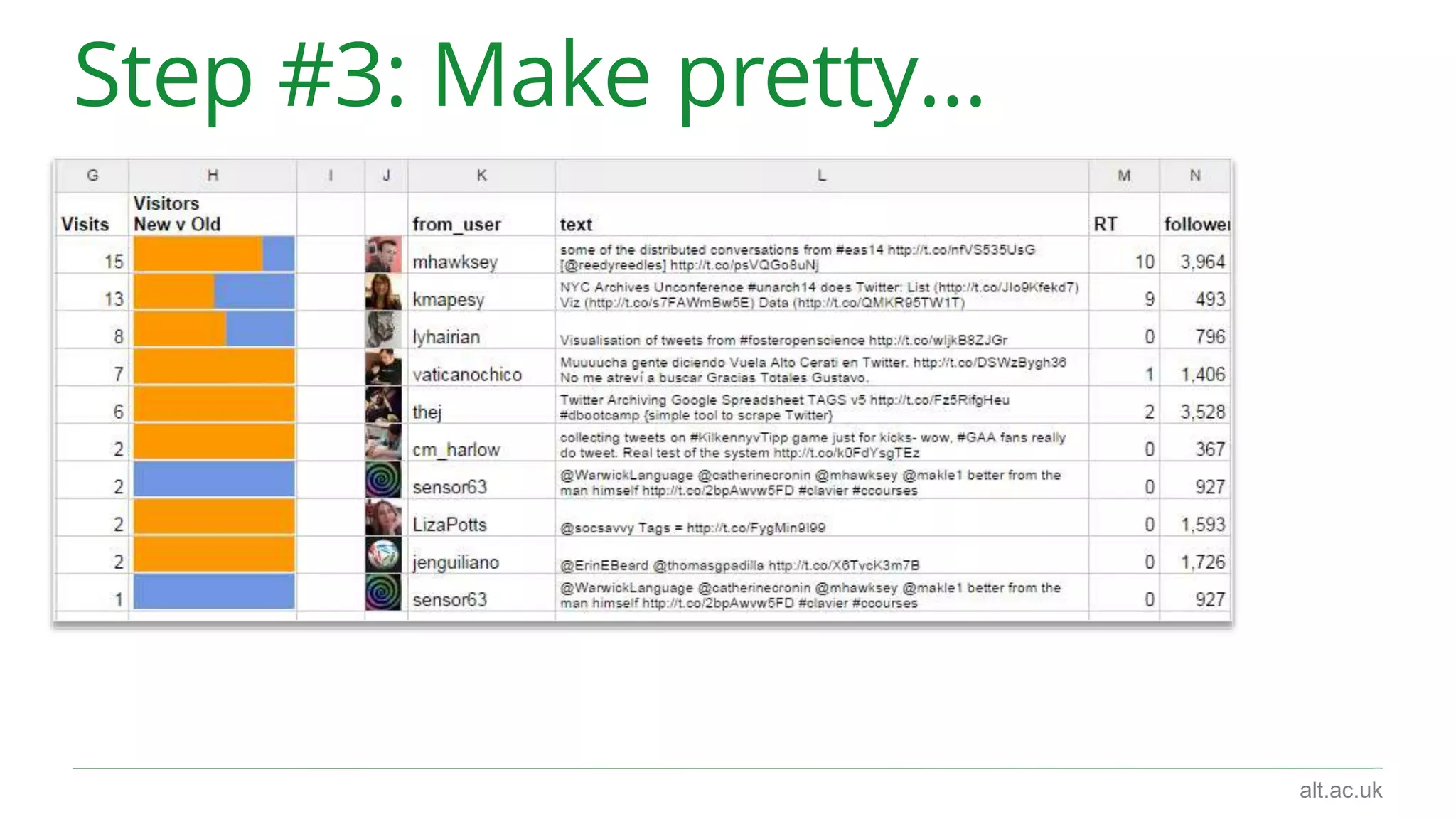 alt.ac.uk 
Step #3: Make pretty… 
http://bit.ly/breaking-cell 
 