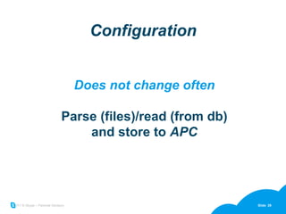 Configuration Does not change often Parse (files)/read (from db) and store to  APC 