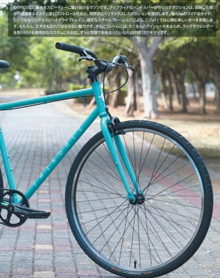 EXPRESSは、都会をスピーディーに駆け抜けるマシンです。アップライトなハンドルバーが作り出すポジションは、混雑した都
会の道路をスイスイと進むコントロール性能と、視野が広くリラックスしたポジションを提供します。幅42㎜のワイドなタイヤ、
シンプルなシングルスピードドライブトレイン、頑丈なスチールフレームなどにより、このバイクは心弾む楽しい走りを実現しま
す。もちろん、丈夫さも忘れてはならない魅力です。さらにフレームには、たくさんのアイレットがあるため、ラックやフェンダー
を取り付ける実用的なカスタムにも対応。ずっと笑顔で街を走りたいならEXPRESSでキマりです。
 