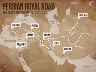 SARDES PTERIA
MEMPHIS
DAMAS
SUSA
BACTRIA
KARIM
KOKOLA
PERSIANROYALROADTHEACHAEMENIDEMPIRE MAP BY TOM COATES
CREATIVE COMMONS
 