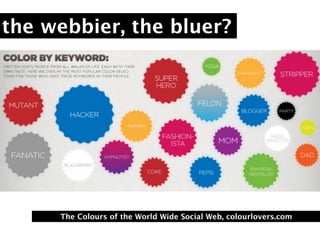 the webbier, the bluer?




     The Colours of the World Wide Social Web, colourlovers.com
 