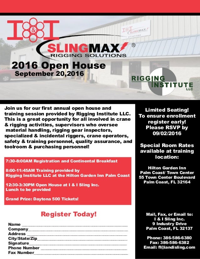 I I Slingmax Rigging Solutions 2016 Open House
